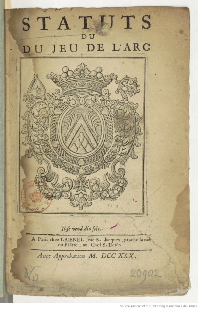 Statuts du Noble Jeu de l'Arc 